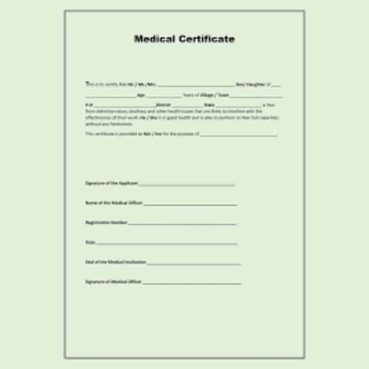 Medical Fitness Certificate